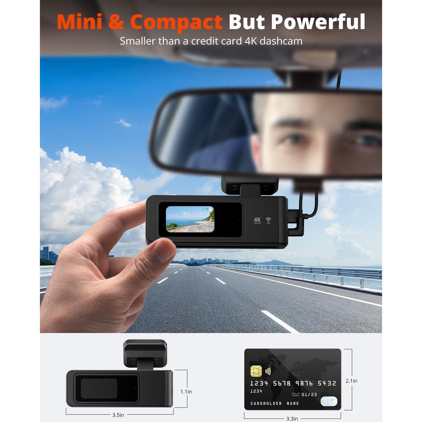 Cámara Dash Kingslim 4K Delantera y Trasera con WiFi 5G