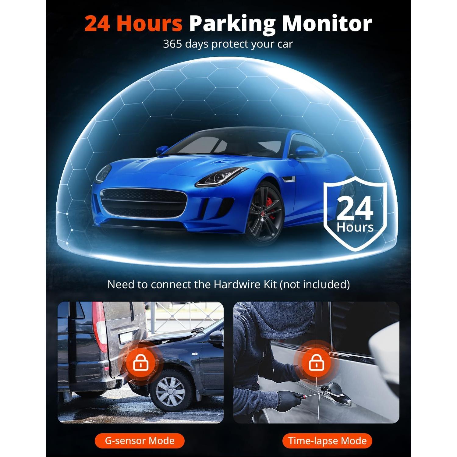 Cámara Dash Kingslim 4K Delantera y Trasera con WiFi 5G