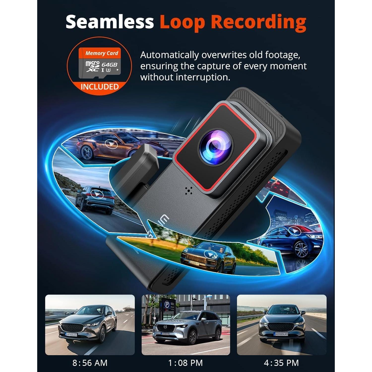 Cámara Dash Kingslim 4K Delantera y Trasera con WiFi 5G