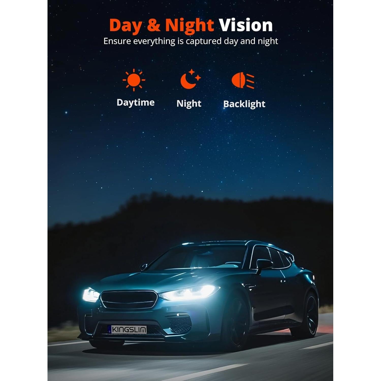 Cámara Dash Kingslim 4K Delantera y Trasera con WiFi 5G