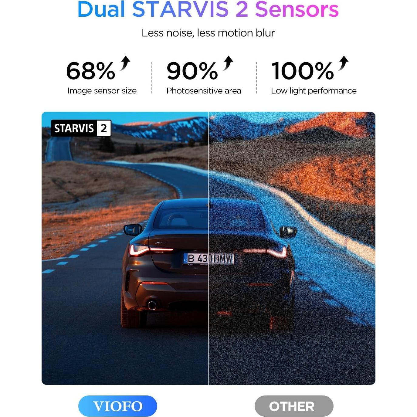 Cámara Dash VIOFO A329S 4K 60FPS Doble Delantera y Trasera
