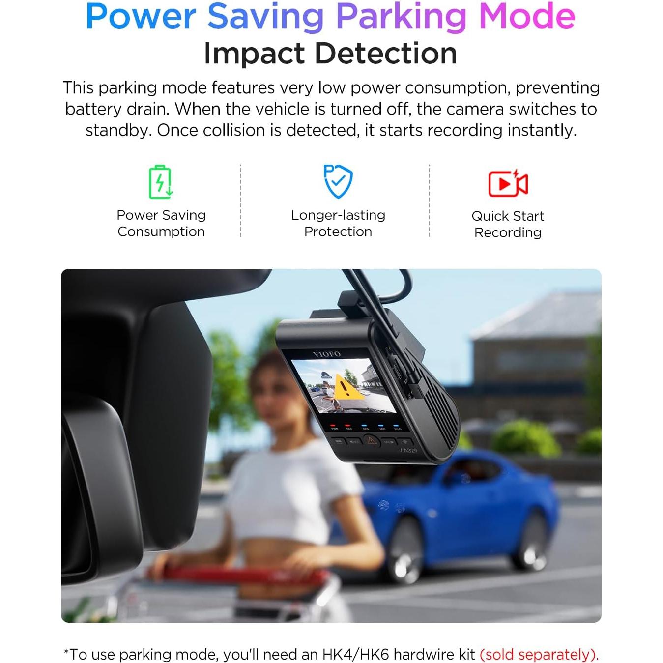 Cámara Dash VIOFO A329S 4K 60FPS Doble Delantera y Trasera