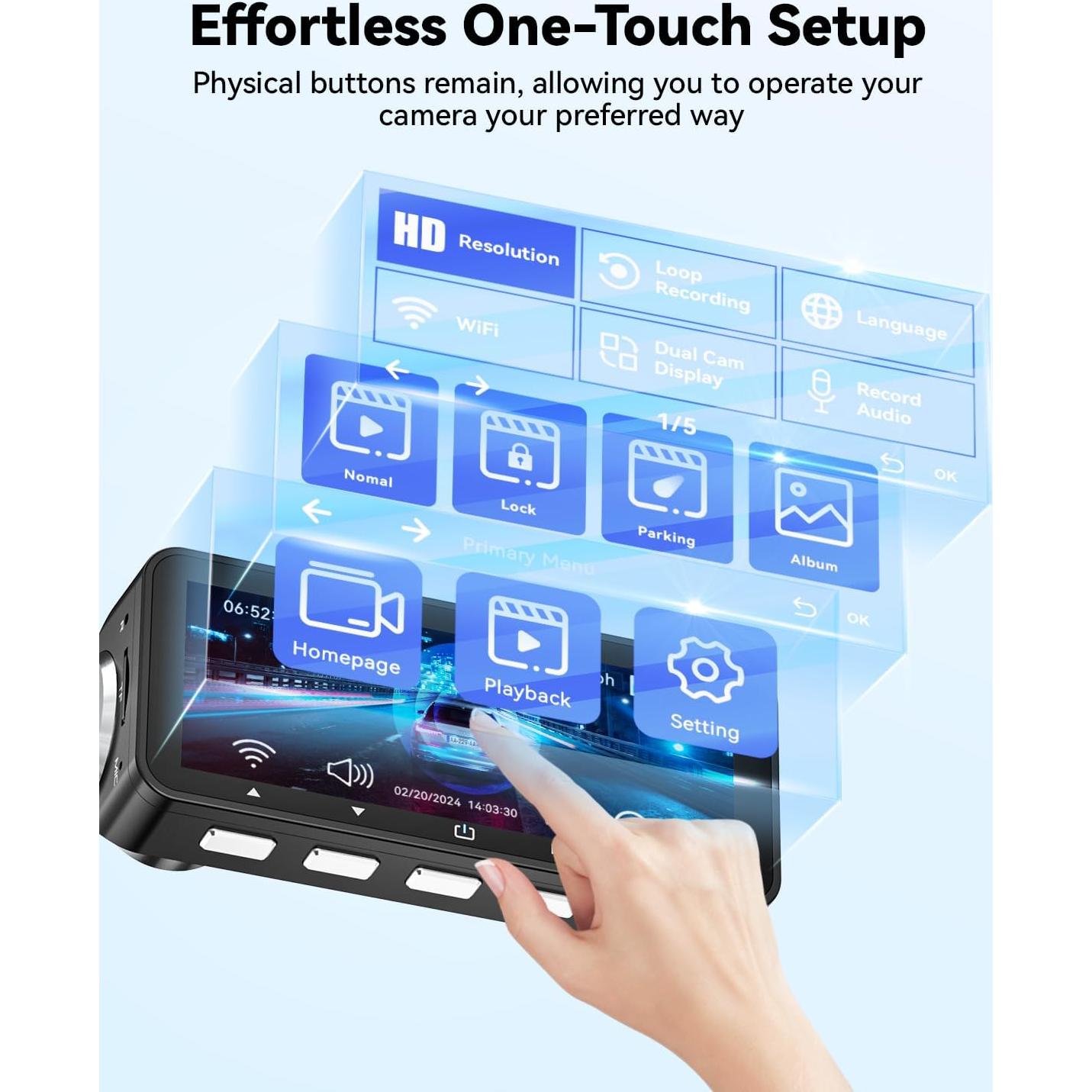 Cámara de tablero FOCUWAY D4 4K con GPS y pantalla táctil