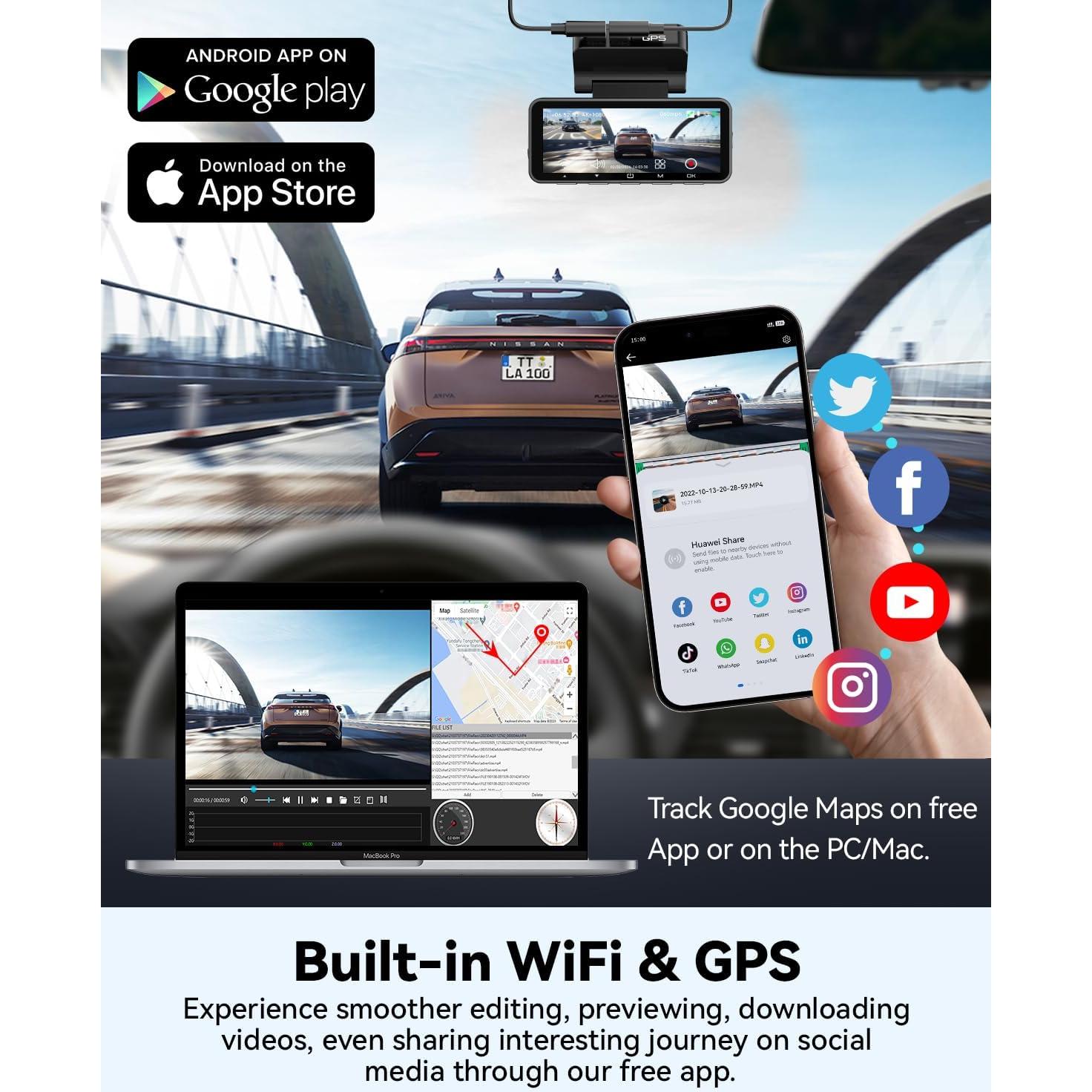 Cámara de tablero FOCUWAY D4 4K con GPS y pantalla táctil