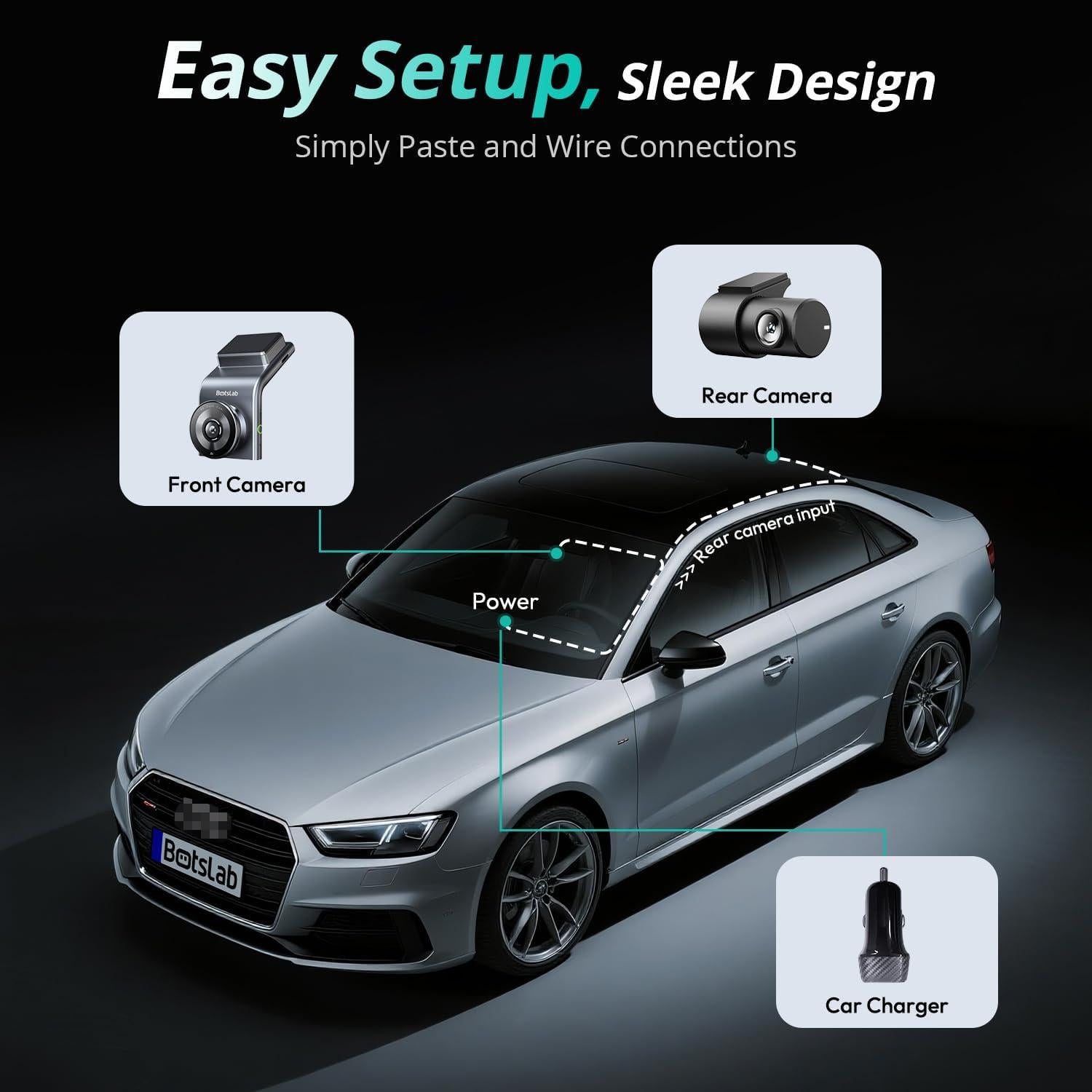 Cámara Dash 4K BOTSLAB G300H Plus Delantera y Trasera GPS