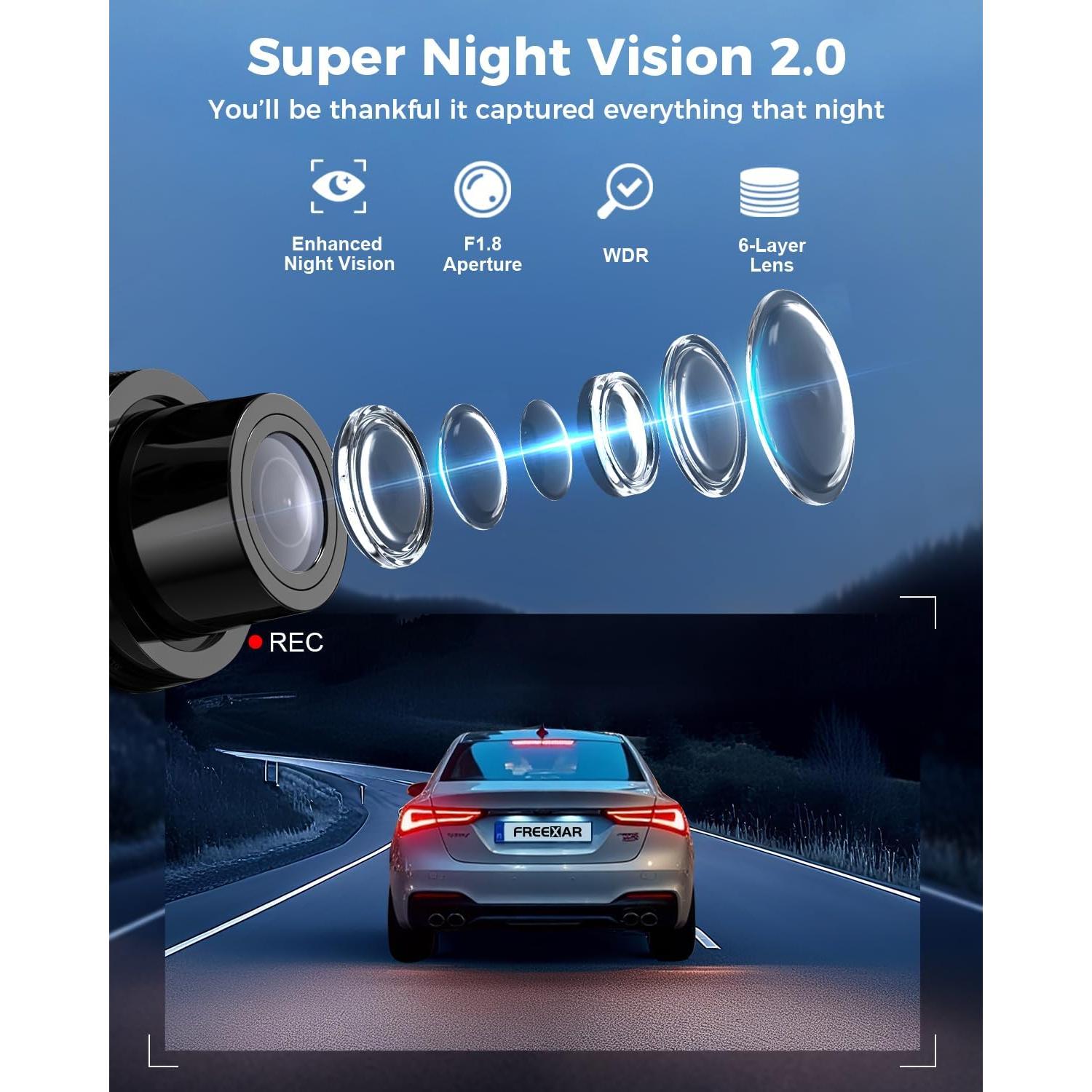 Cámara Dash 4K Freexar D4 360° 4 Canales GPS Wi-Fi 128GB