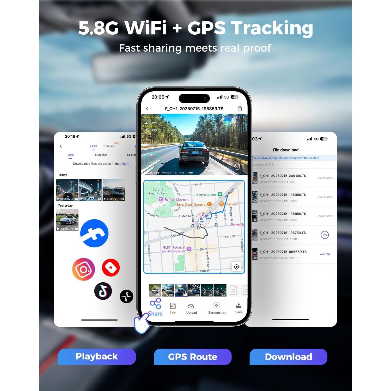Cámara Dash 4K Freexar D4 360° 4 Canales GPS Wi-Fi 128GB