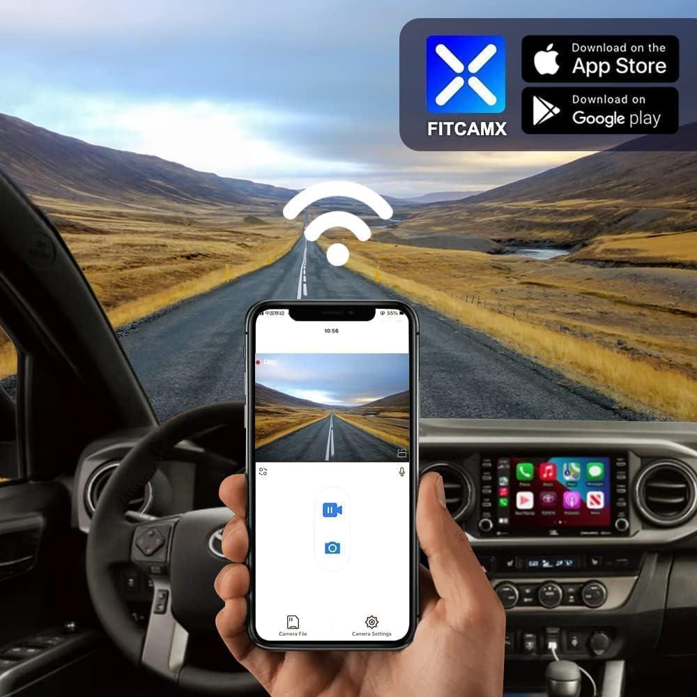 Cámara Dash Fitcamx 4K Delantera + 1080P Trasera para Toyota Tacoma 2018-2023