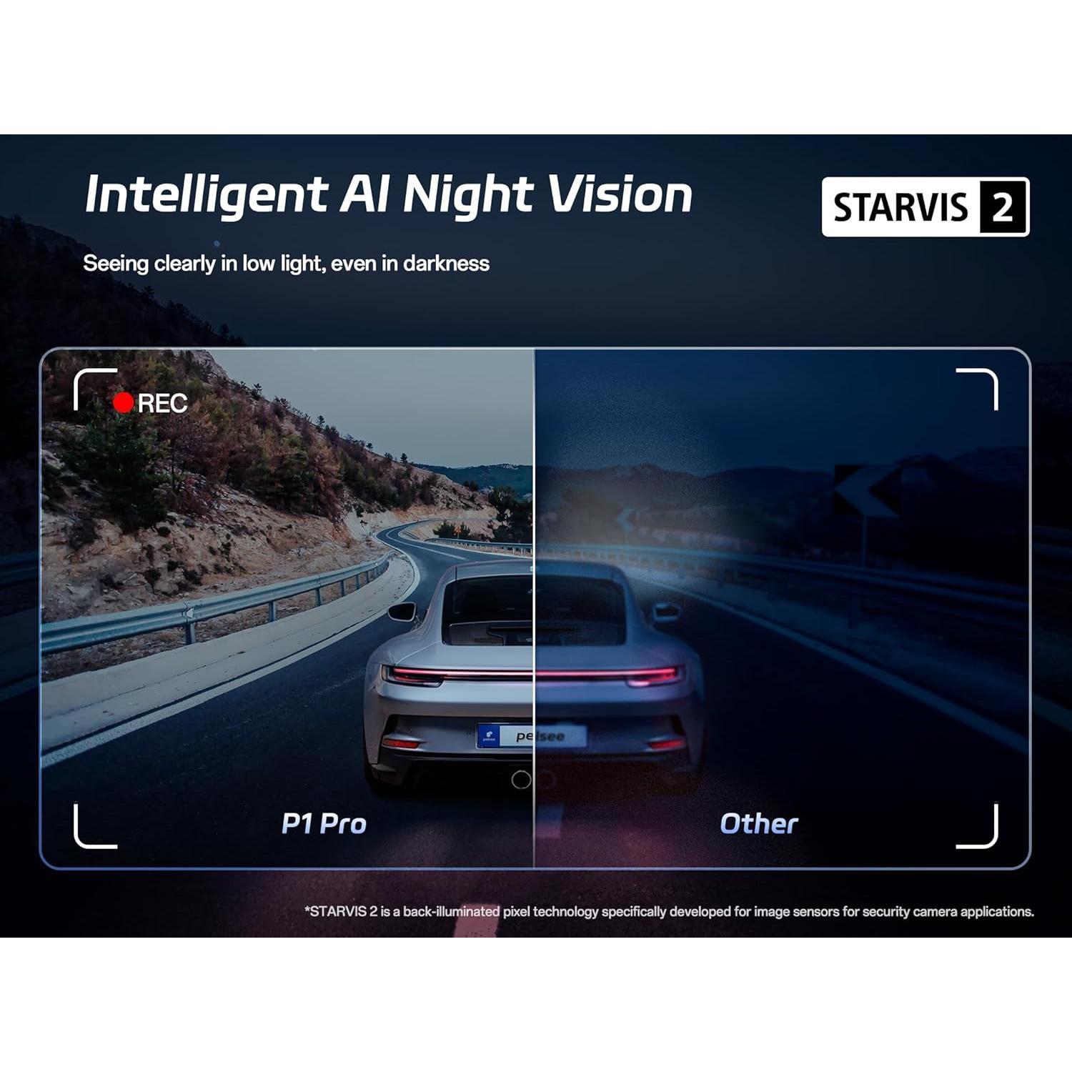 Cámara de tablero Pelsee P1 Pro 4K dual con GPS y WiFi