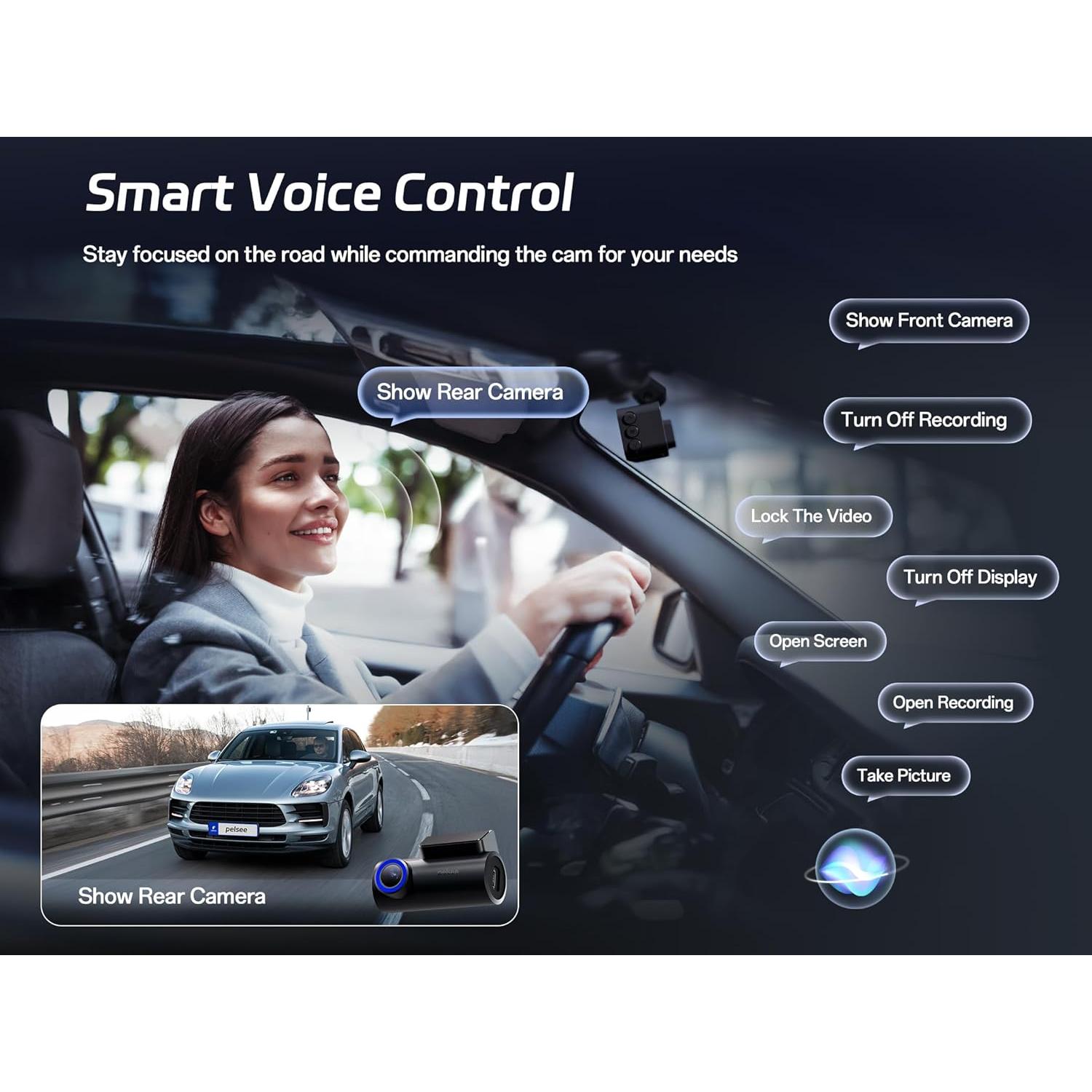 Cámara de tablero Pelsee P1 Pro 4K dual con GPS y WiFi