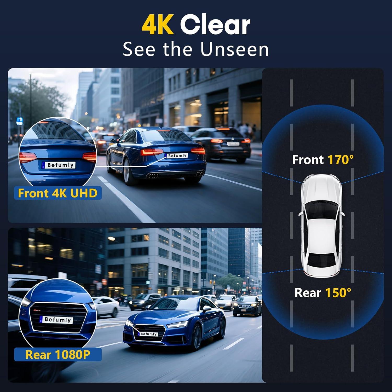 Cámara de tablero dual 4K Befumly con GPS y WiFi