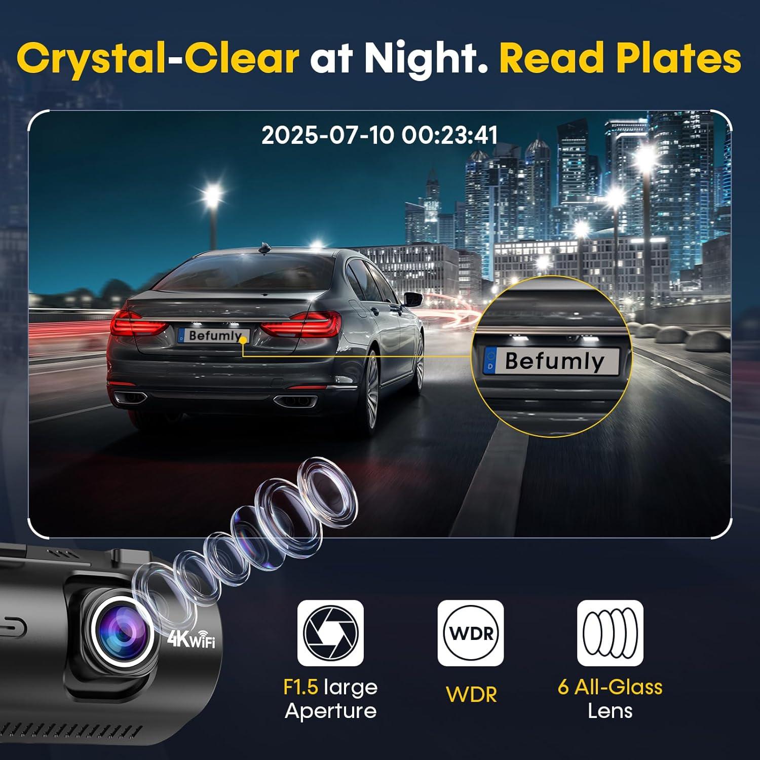 Cámara de tablero dual 4K Befumly con GPS y WiFi