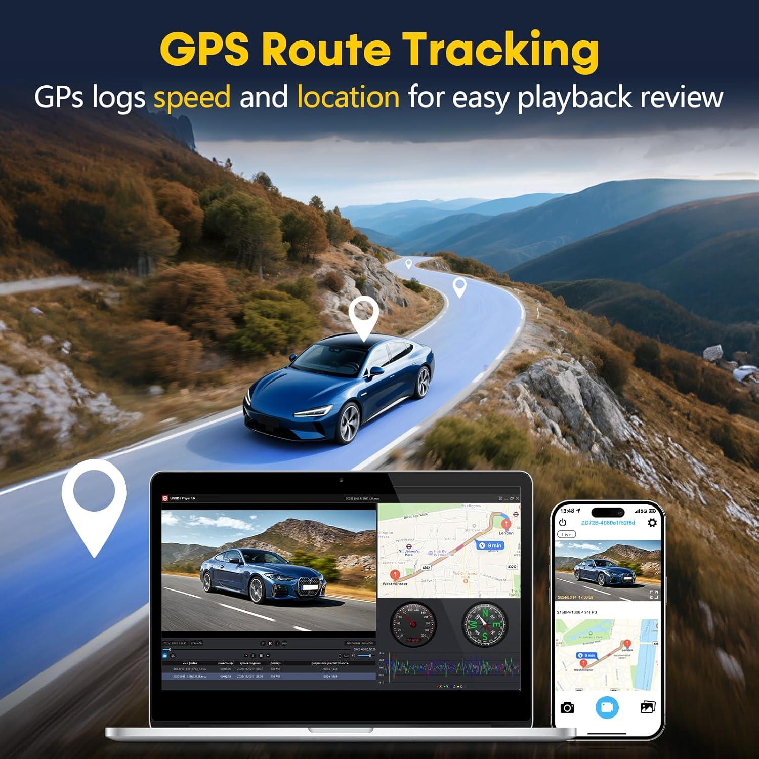 Cámara de tablero dual 4K Befumly con GPS y WiFi