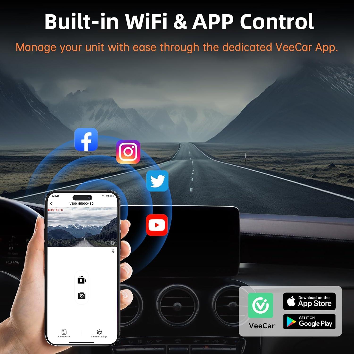 Cámara de tablero Ecomoment GT802 4K/1080P WiFi GPS