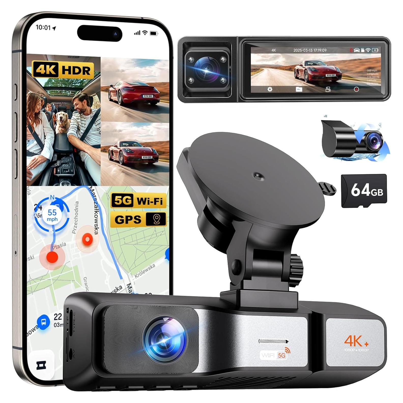 Cámara de Salpicadero 3 Canal OVAMAN K800 4K+1080P, WiFi GPS