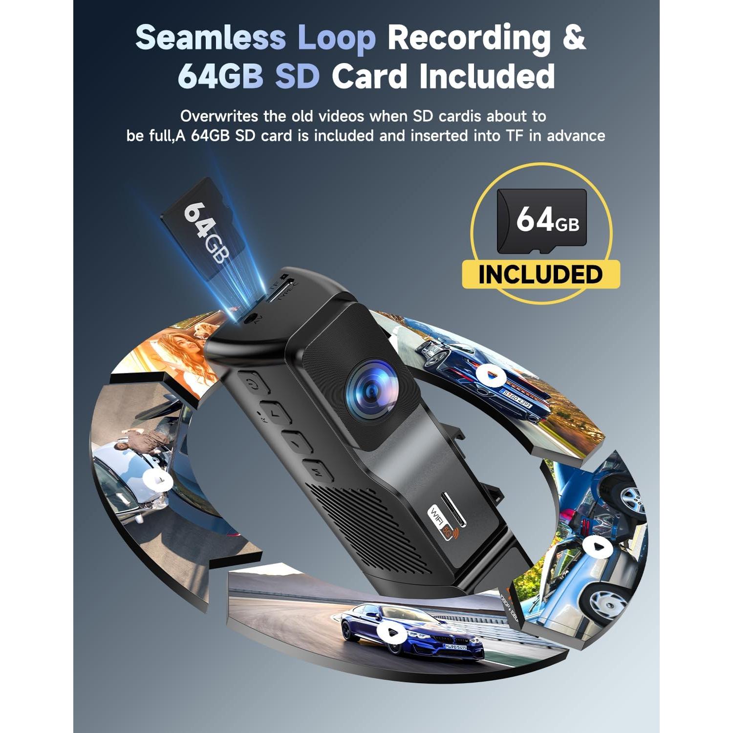 Cámara de Salpicadero 3 Canal OVAMAN K800 4K+1080P, WiFi GPS