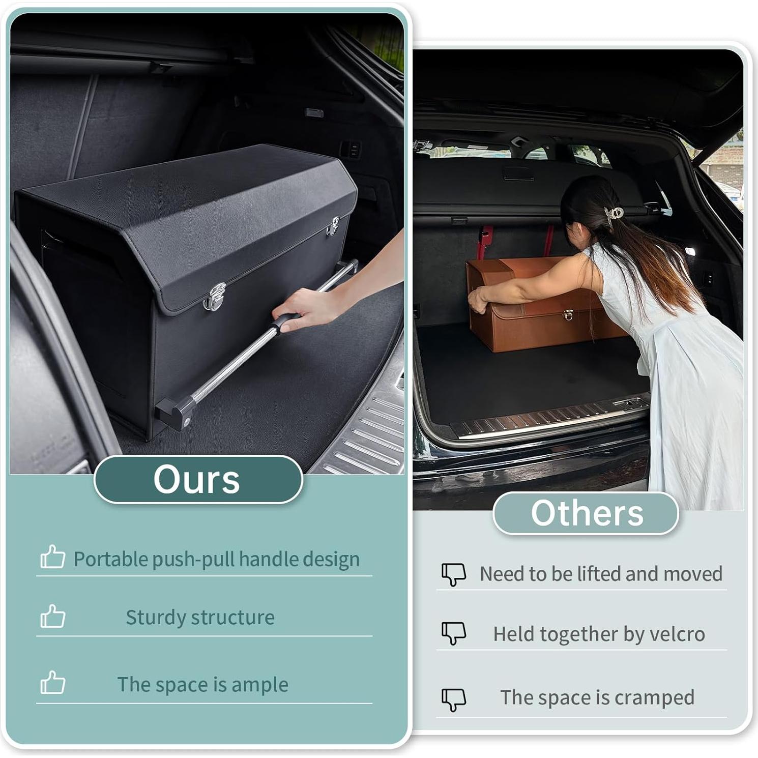 Organizador de Maletero Plegable XCF de Cuero Negro 60L