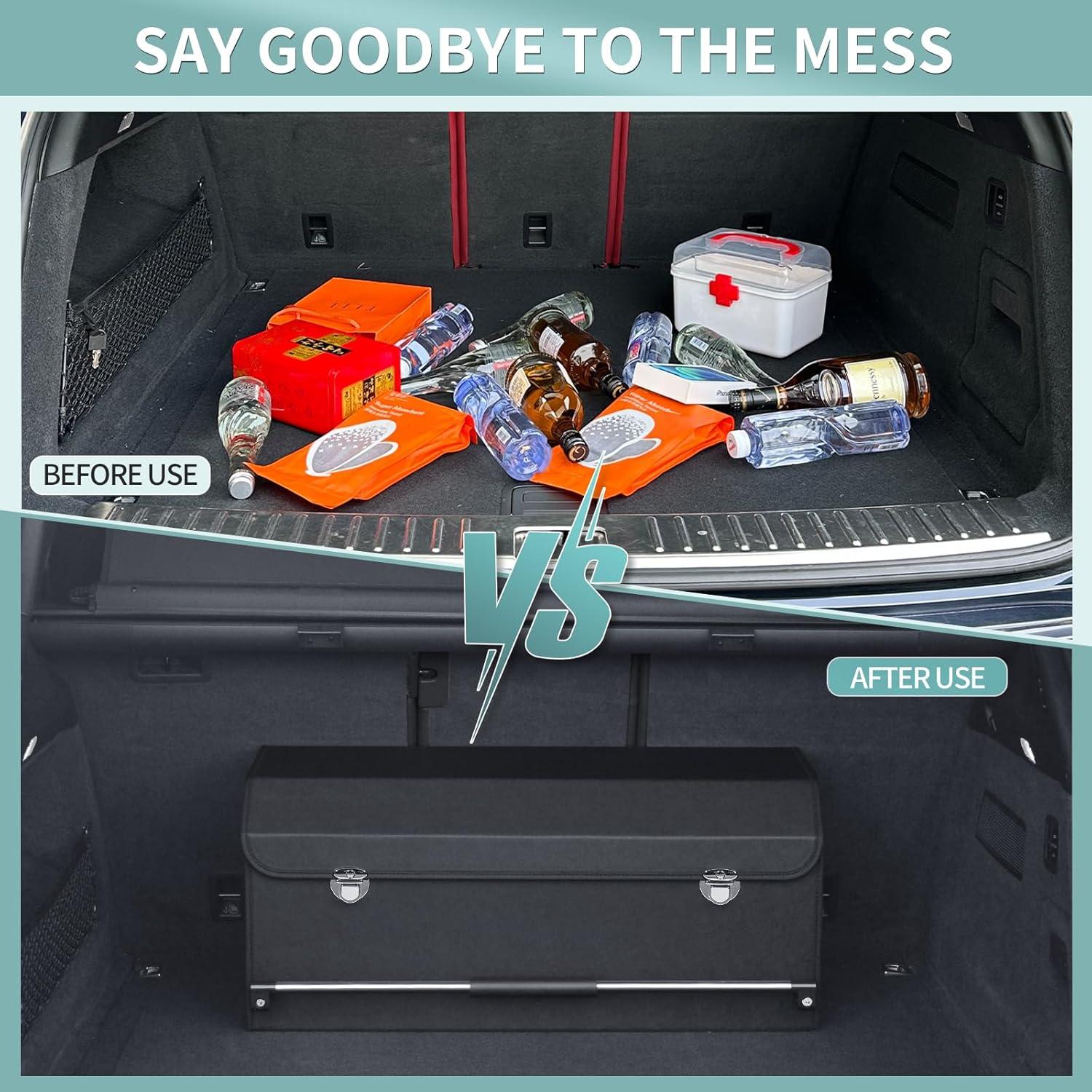 Organizador de Maletero Plegable XCF de Cuero Negro 60L