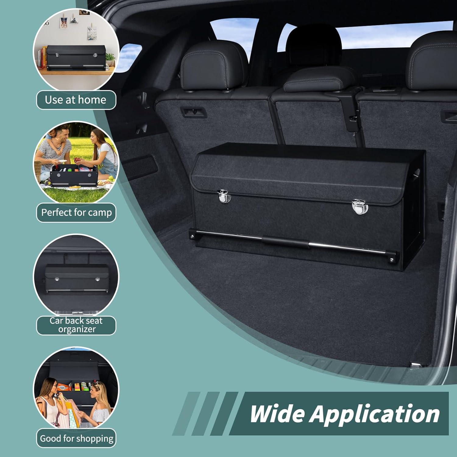 Organizador de Maletero Plegable XCF de Cuero Negro 60L