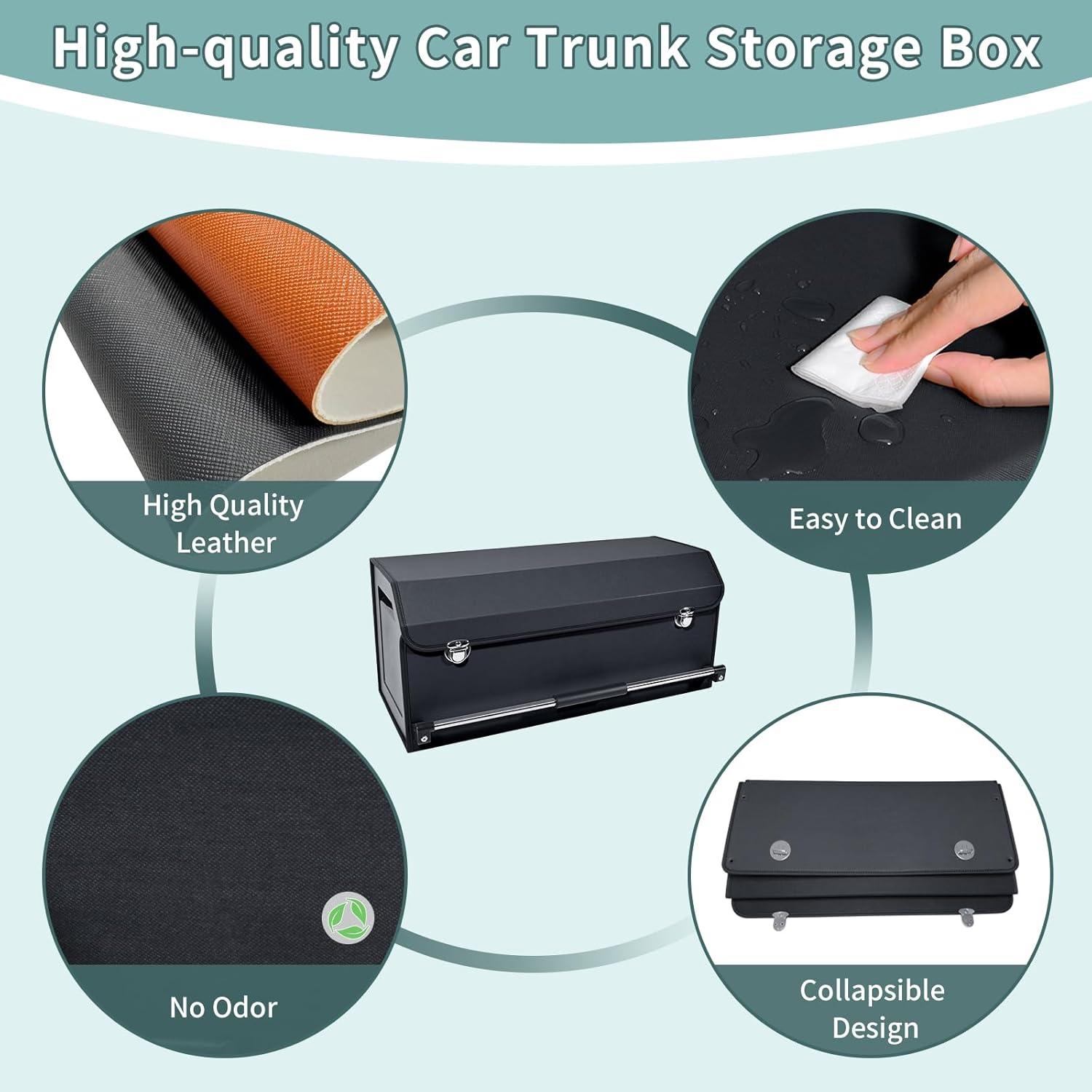 Organizador de Maletero Plegable XCF de Cuero Negro 60L