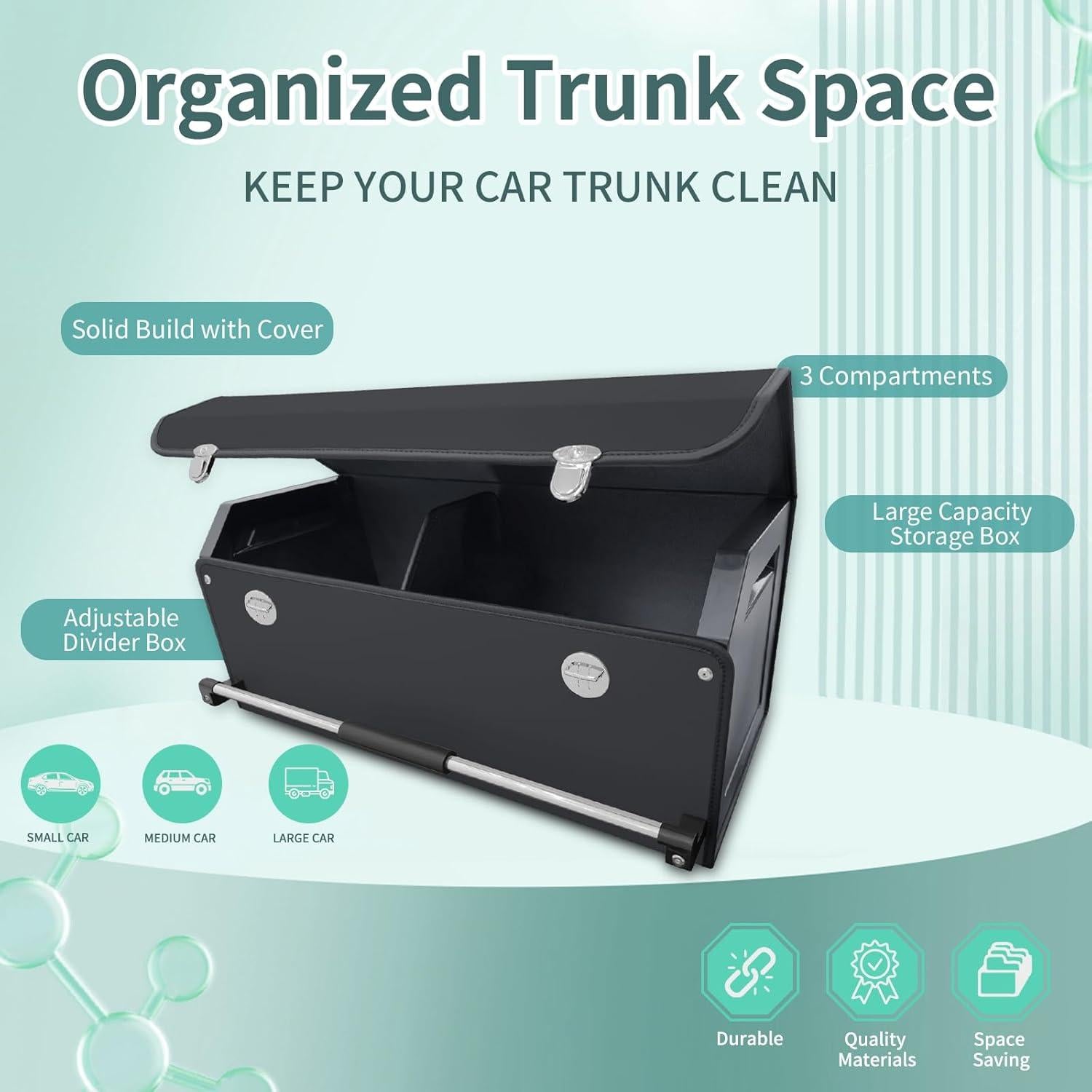 Organizador de Maletero Plegable XCF de Cuero Negro 60L