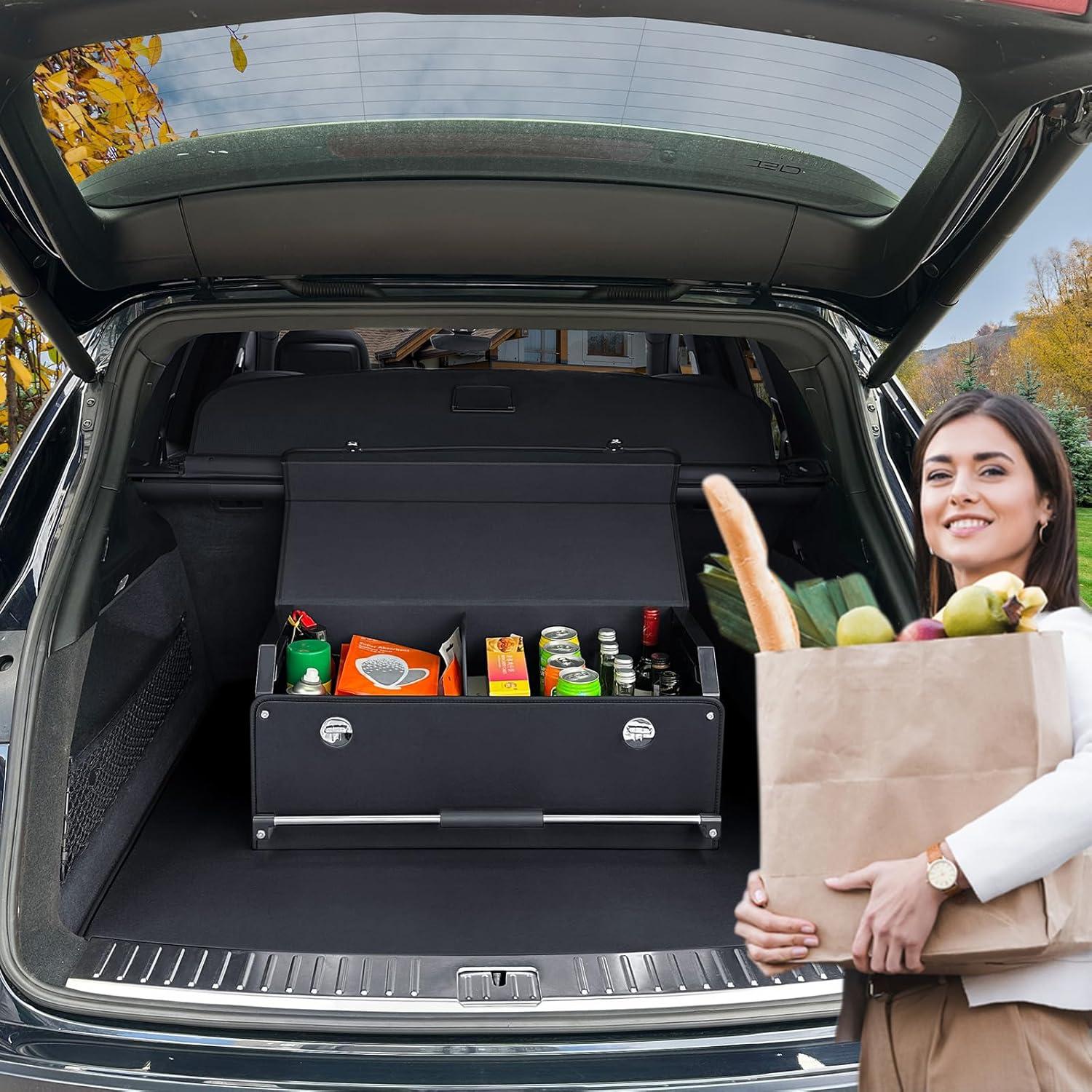 Organizador de Maletero Plegable XCF de Cuero Negro 60L