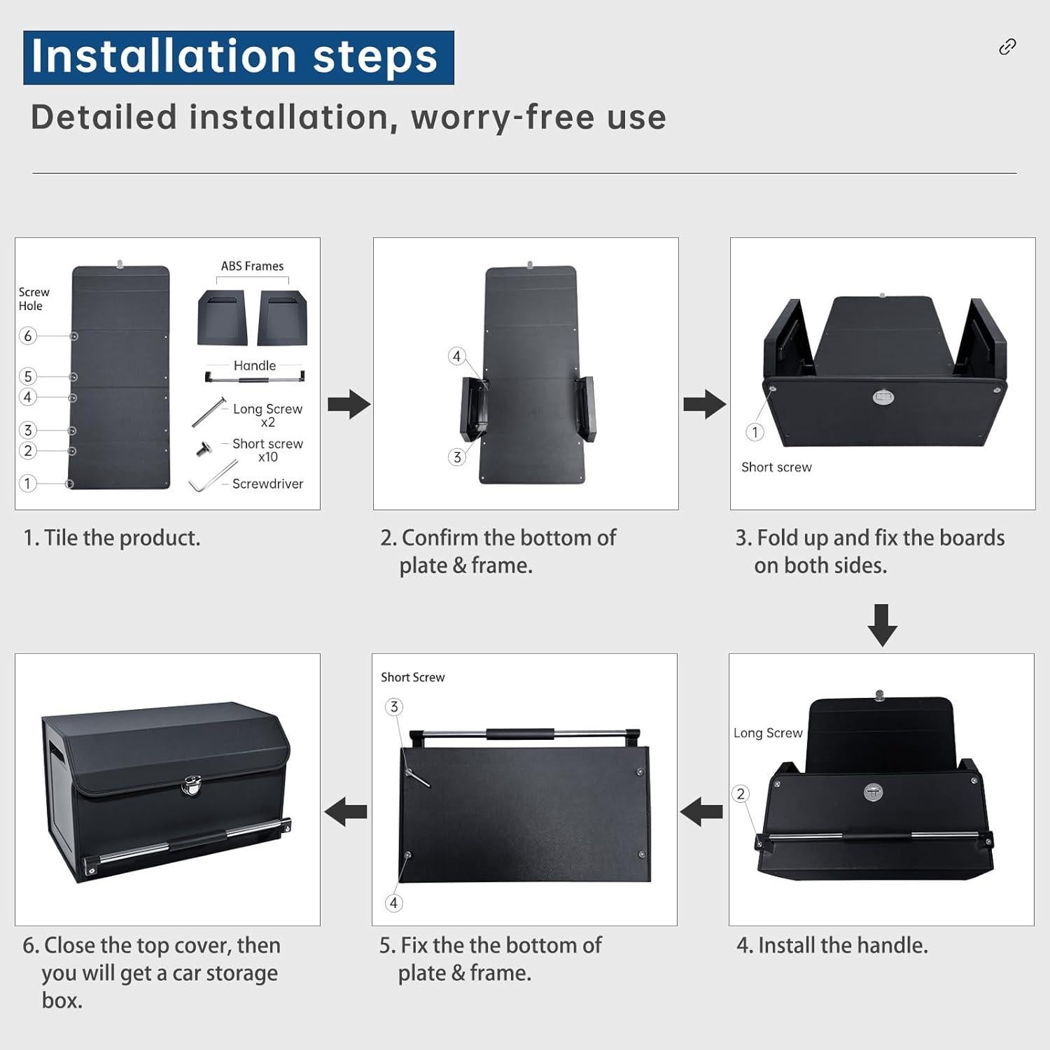 Organizador de Maletero Plegable XCF de Cuero Negro 60L