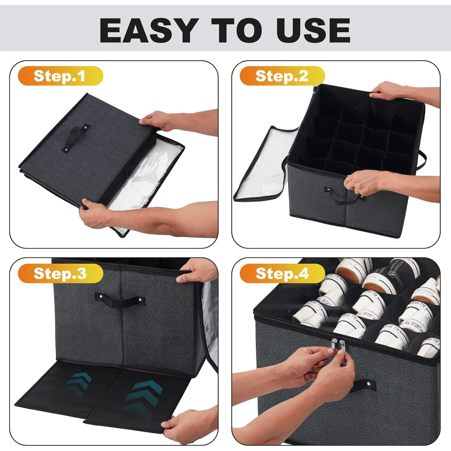 Caja de Almacenamiento de Zapatos Plegable Mayniu 16 Pares Negra