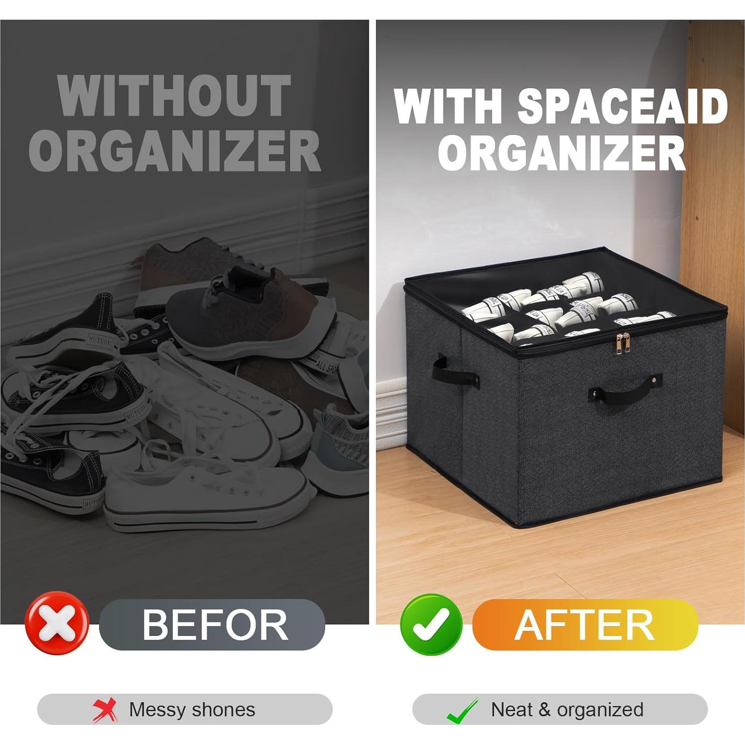 Caja de Almacenamiento de Zapatos Plegable Mayniu 16 Pares Negra