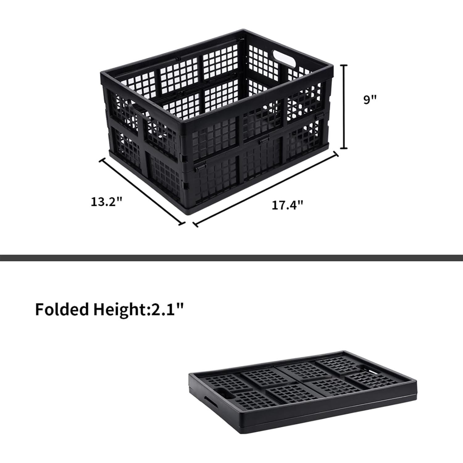 Paquete de 3 Cajas de Almacenamiento Plegables Aebekier 30L Negro