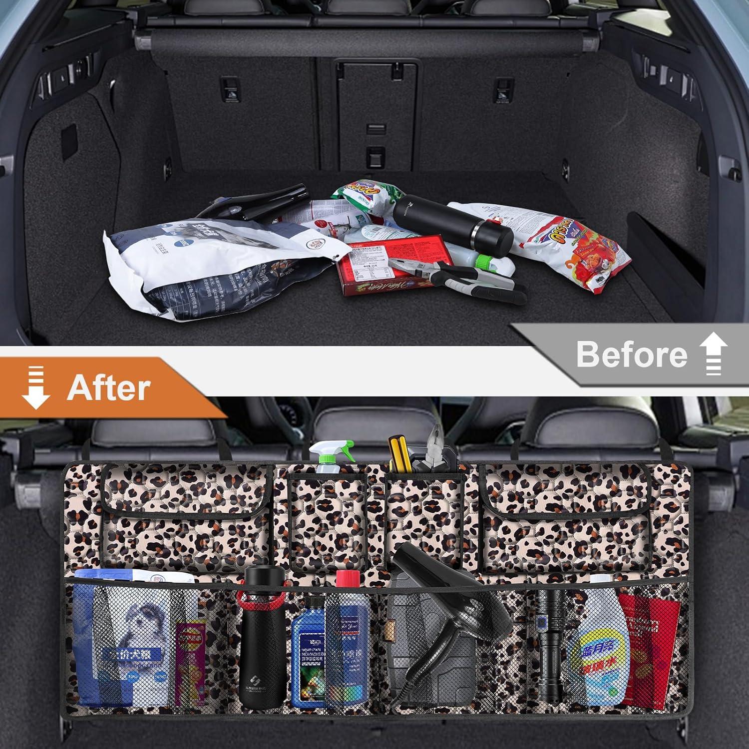 Organizador de Maletero de Coche esouler 106.68x45.72cm Leopardo