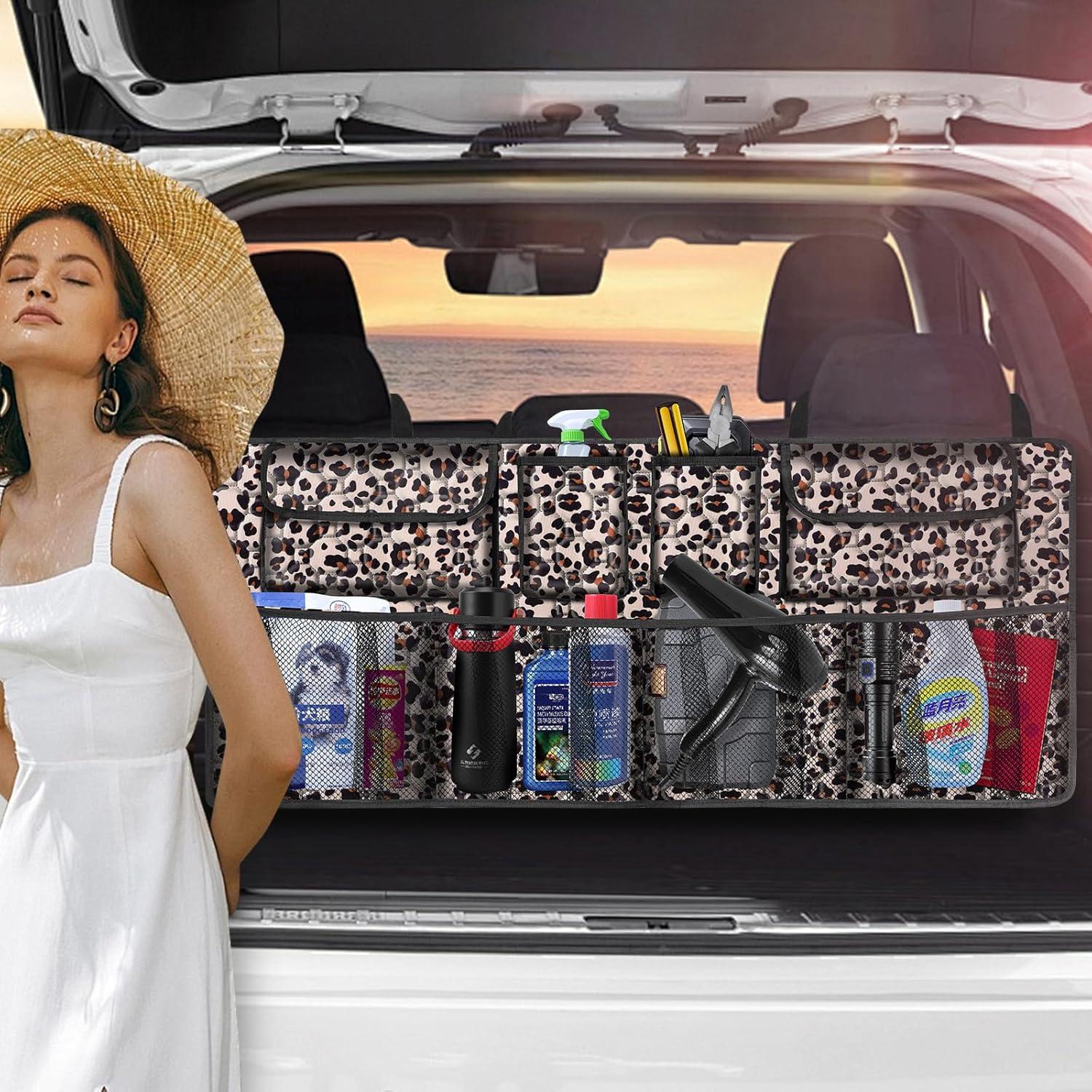 Organizador de Maletero de Coche esouler 106.68x45.72cm Leopardo