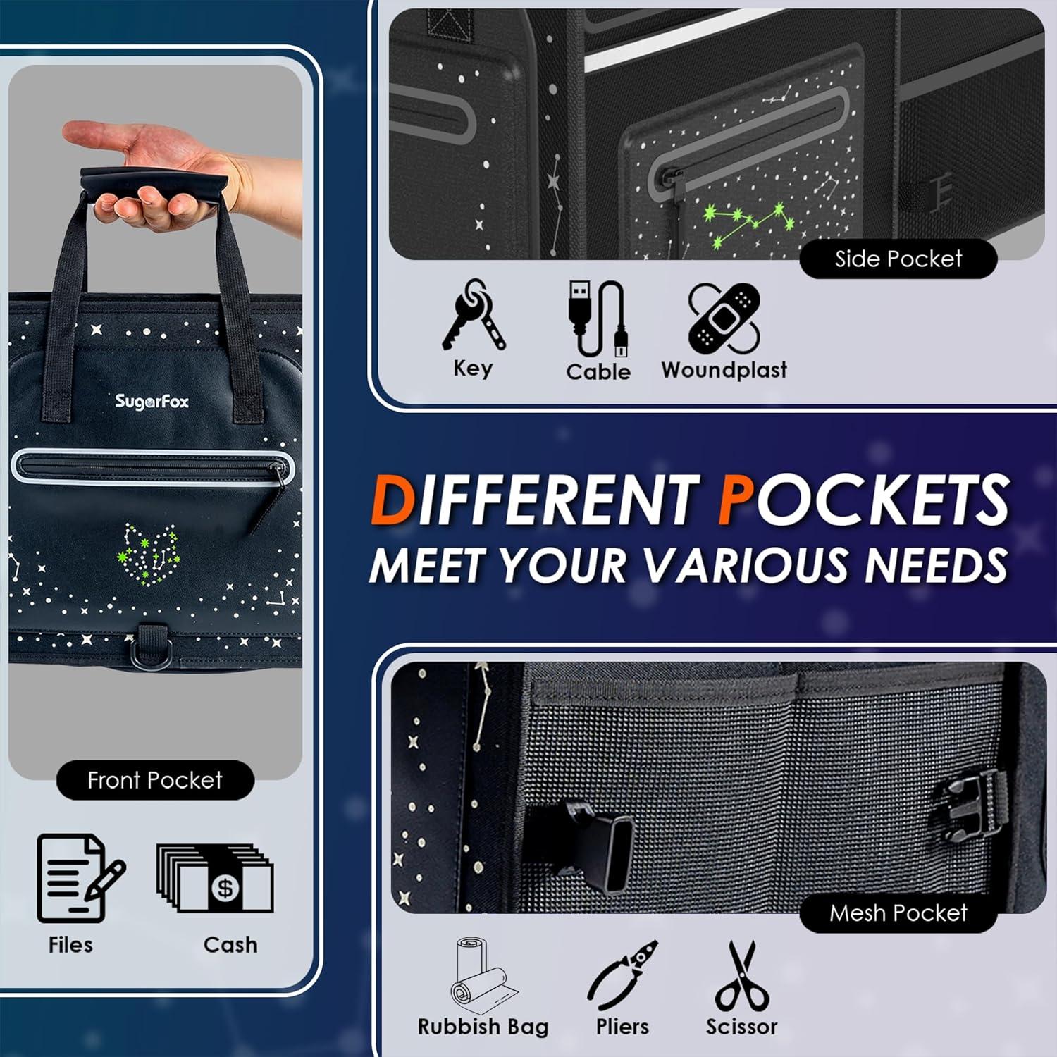 Organizador de Maletero SugarFox 63L Impermeable Plegable Negro