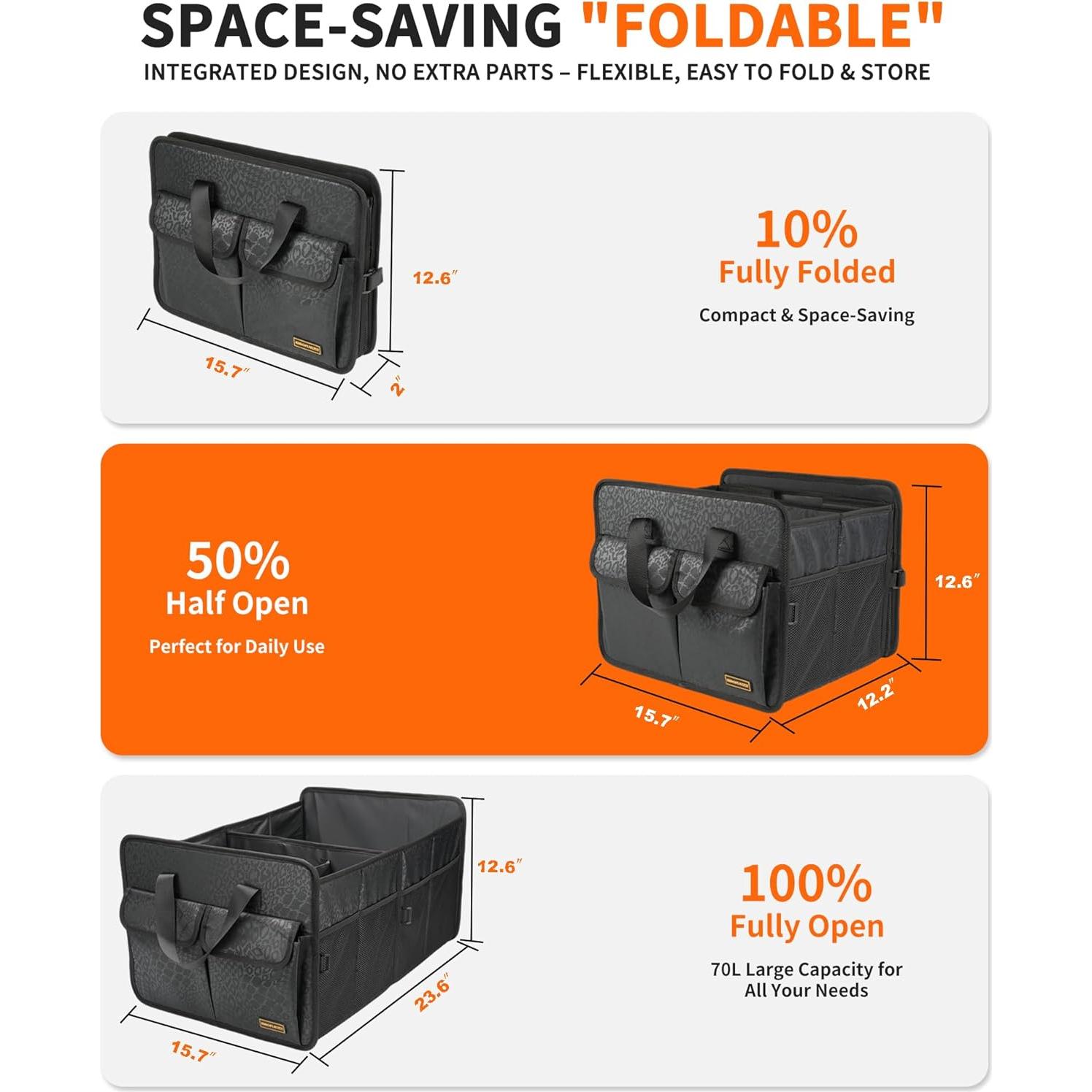 Organizador de Maletero SIBOFUEGO 70L Plegable Leopardo Negro