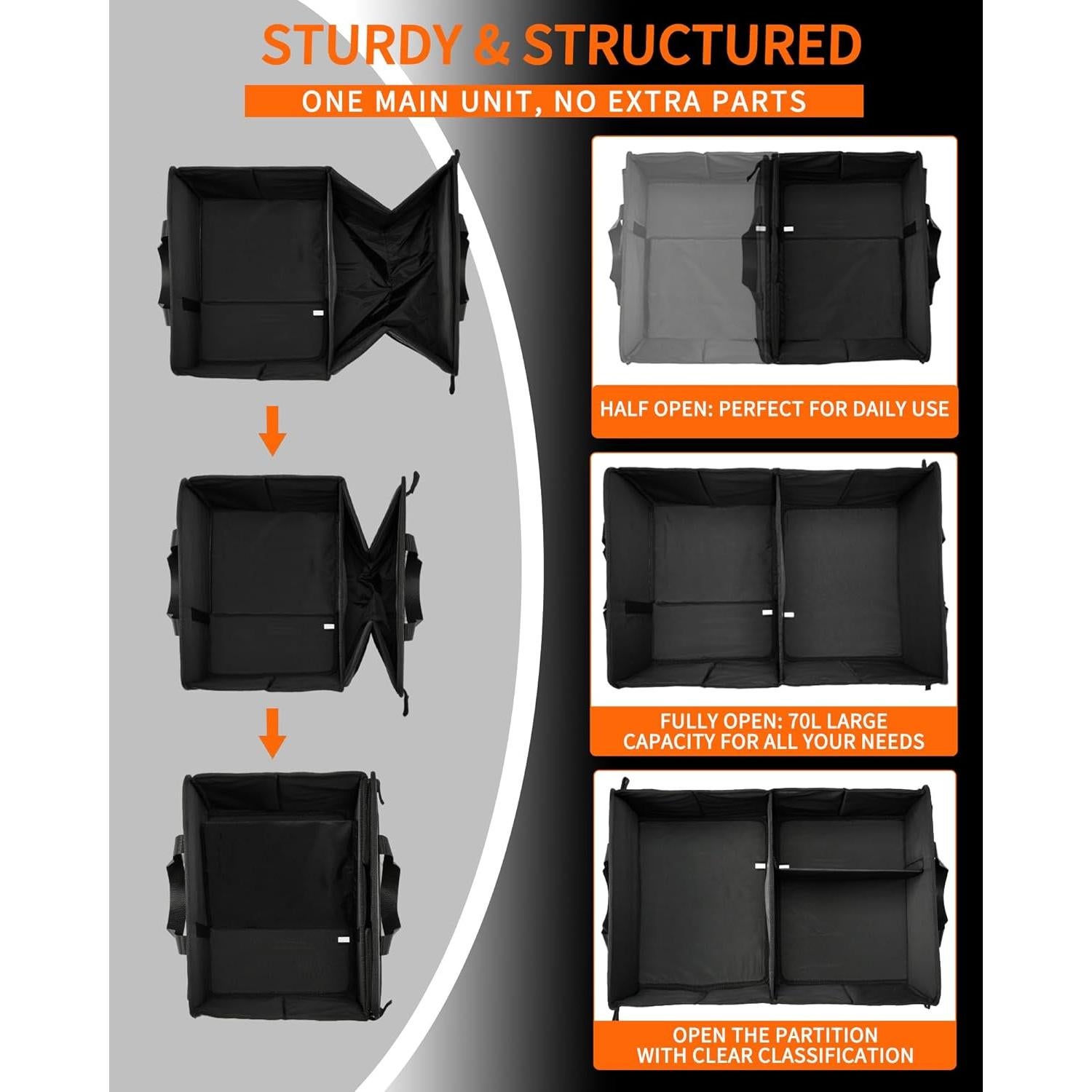 Organizador de Maletero SIBOFUEGO 70L Plegable Leopardo Negro