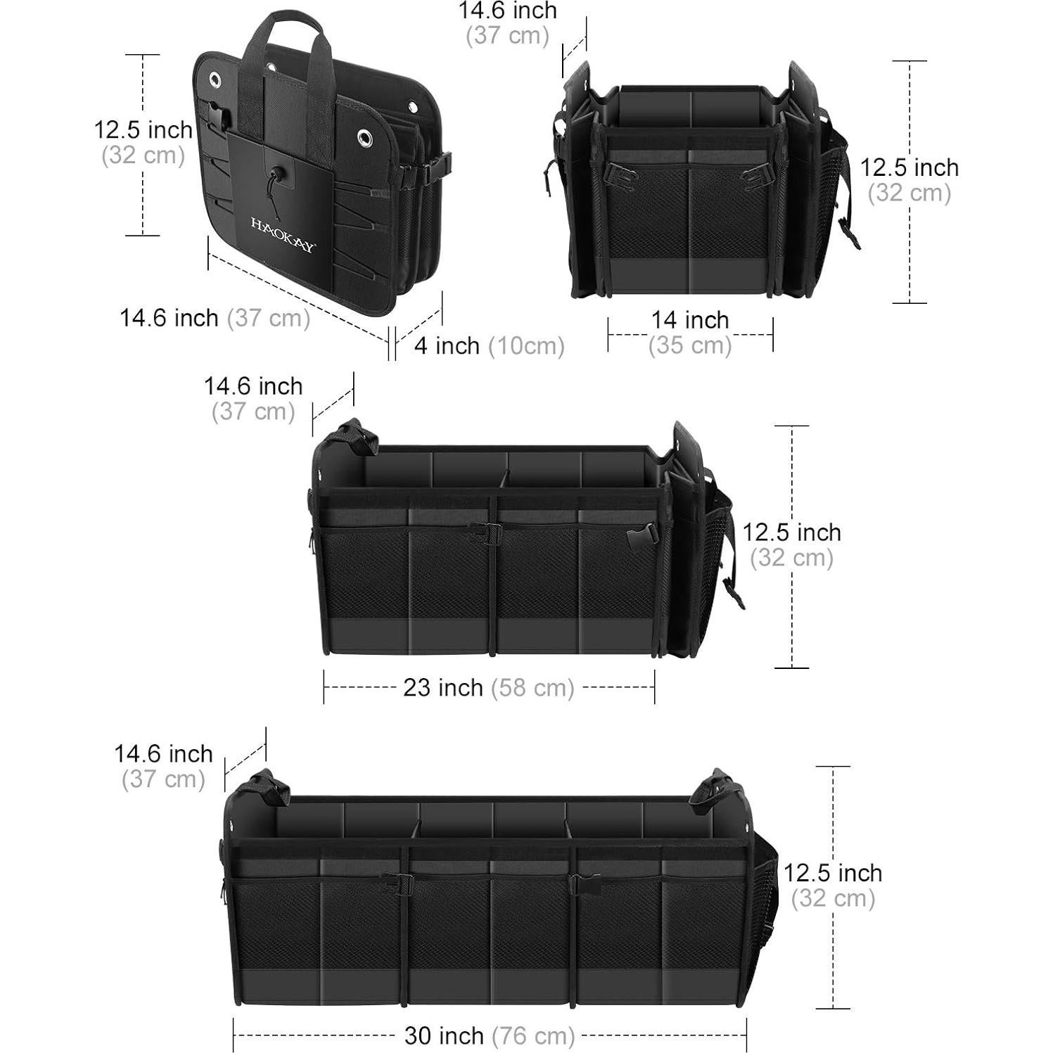 Organizador de Maletero HAOKAY 90L Plegable con Tapa Negro