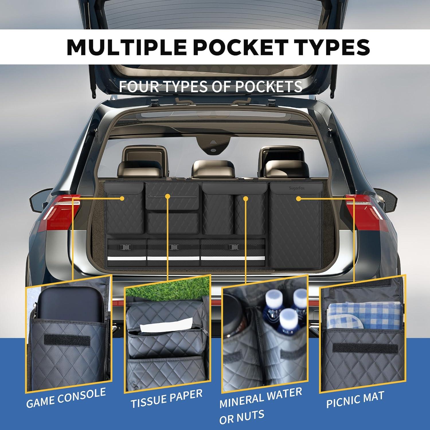 Organizador Colgante para Asientos Traseros SugarFox Negro 96x46cm