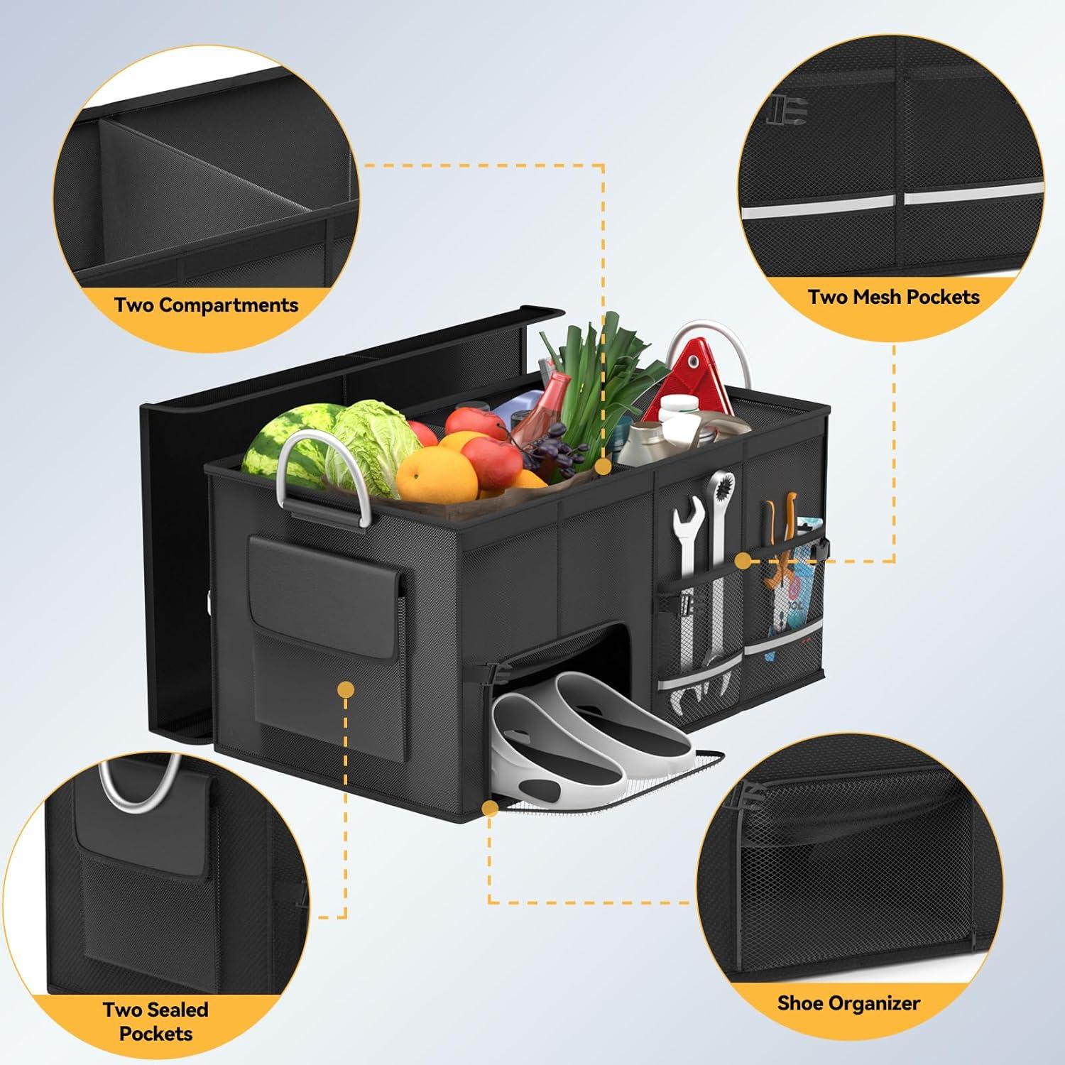 Organizador de Maletero CLESOO 56L Plegable para SUV Negro