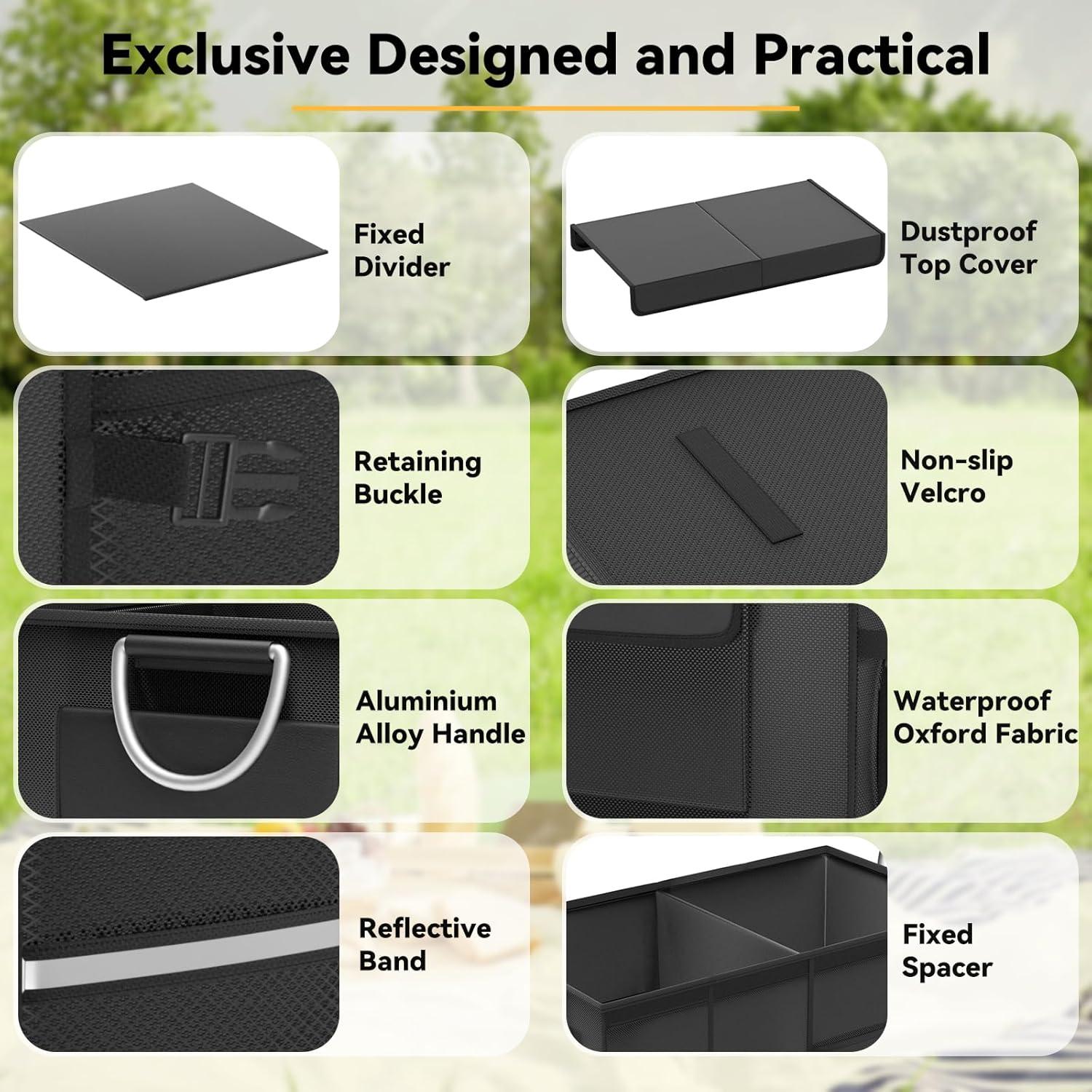 Organizador de Maletero CLESOO 56L Plegable para SUV Negro