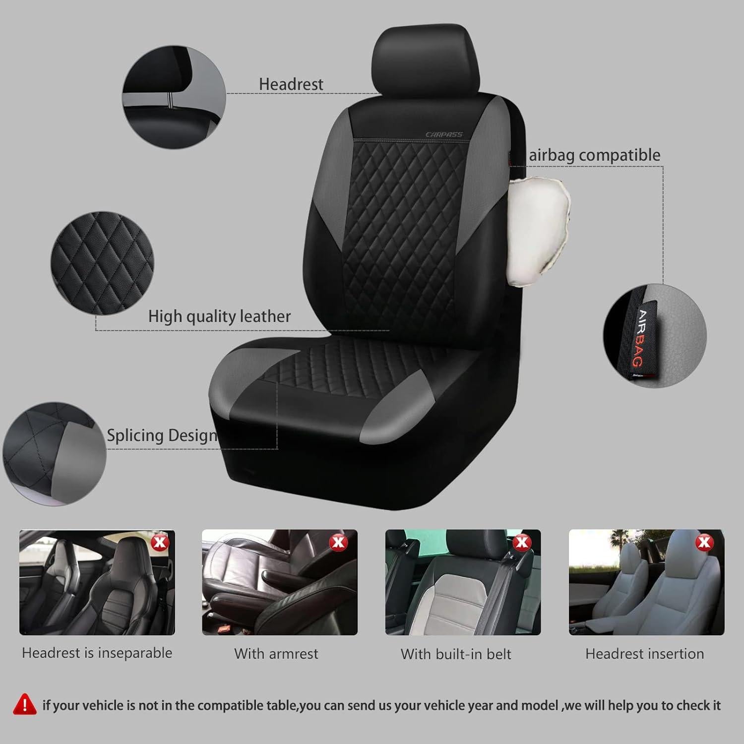 Fundas de Asiento de Cuero Acolchado CAR PASS Juego Completo