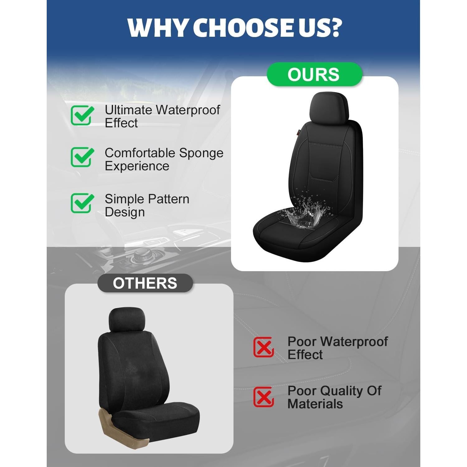 Fundas de Asiento de Coche Impermeables Sino Salected - Ajuste Universal