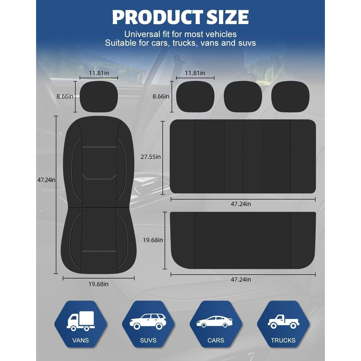 Fundas de Asiento de Coche Impermeables Sino Salected - Ajuste Universal