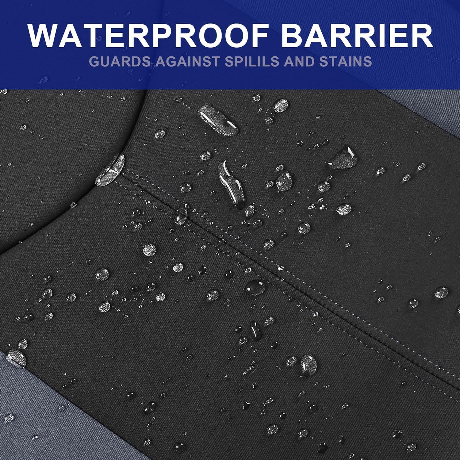 Funda de Asiento de Coche Impermeable CAROMOP Juego Completo Negro/Gris