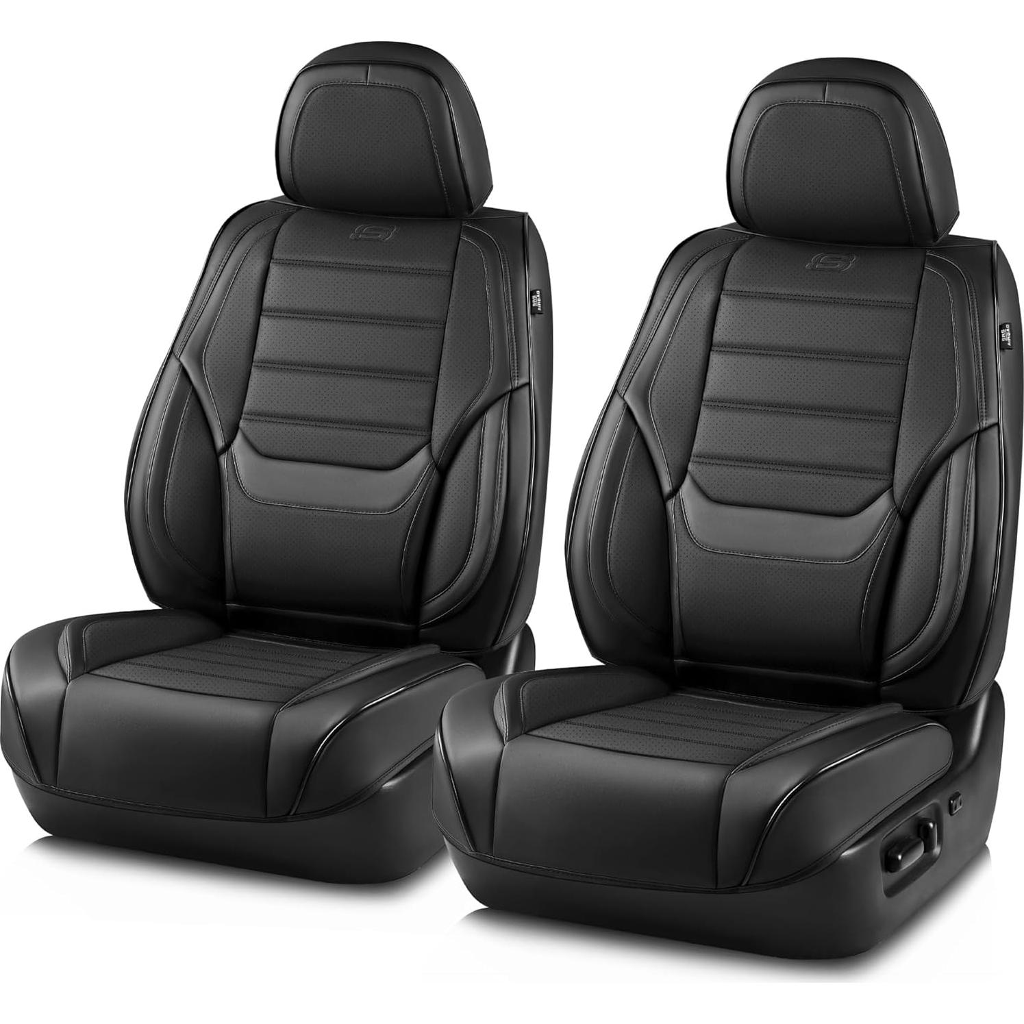 Funda de Asiento Skechers Max Cushioning, Cuero Negro, 2 Unidades