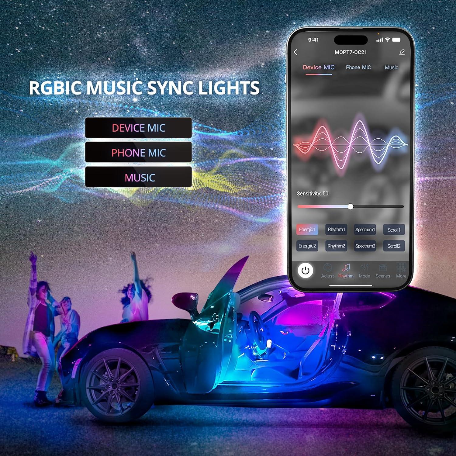 Tiras de Luz LED RGB-IC OPT7 AURA 4PC para Automóviles