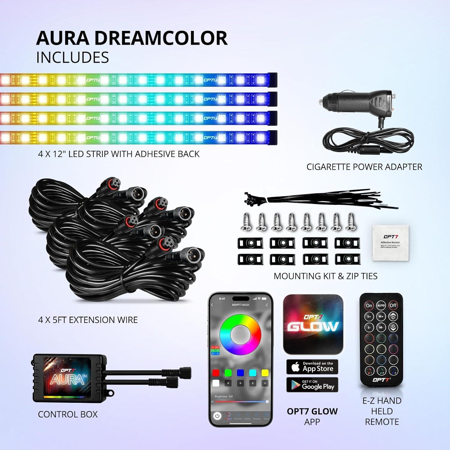 Tiras de Luz LED RGB-IC OPT7 AURA 4PC para Automóviles
