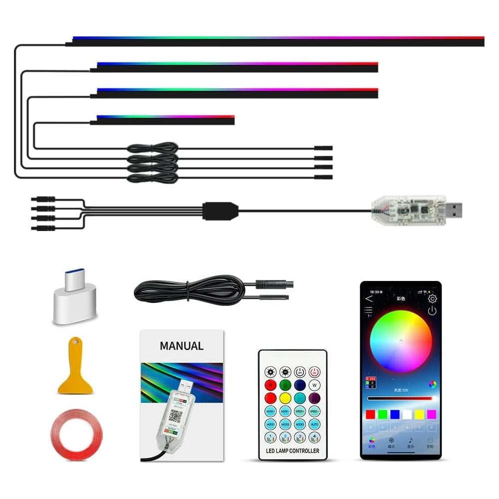 Luces LED de Tira VAUNGIUG RGB 4 en 1 para Automóvil USB
