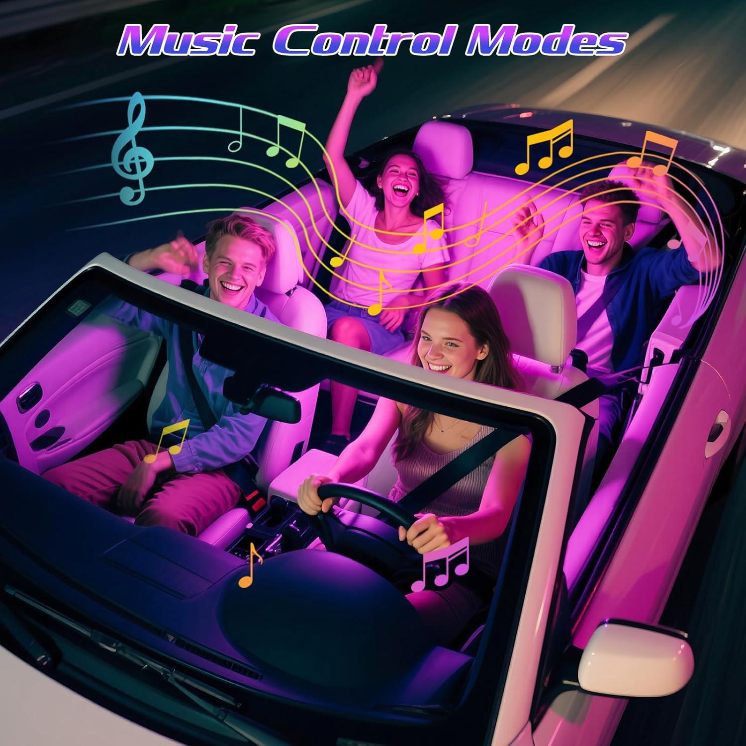 Luces LED Winzwon RGB para Coche Interior, Control APP 12V