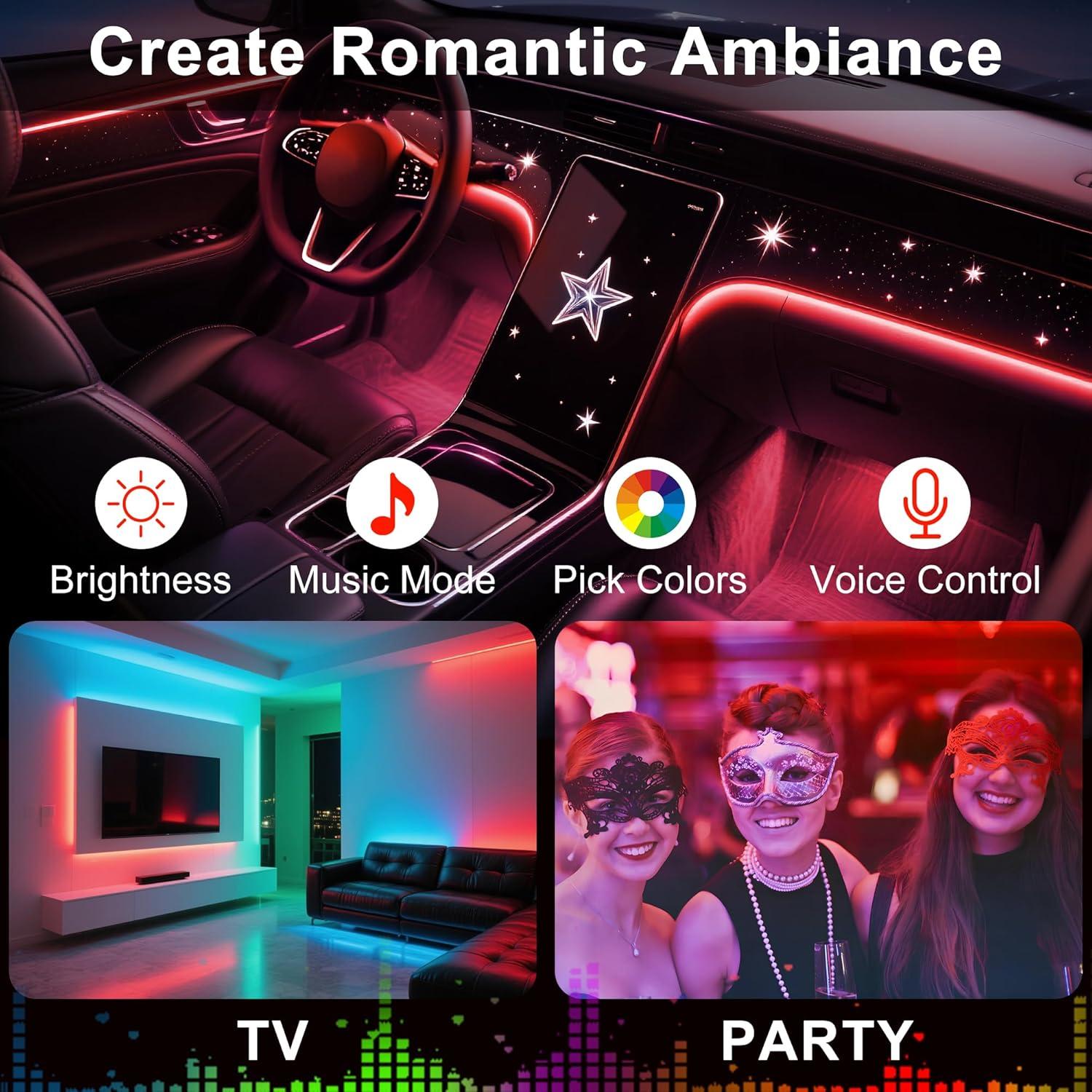 Luces LED Inalámbricas Ligrel para Carro 236" RGB Impermeables