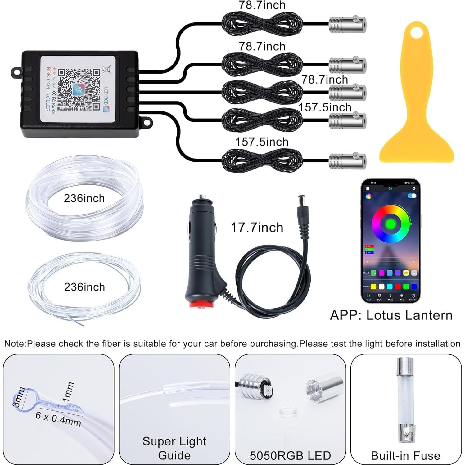 Luces LED Inalámbricas Ligrel para Carro 236" RGB Impermeables